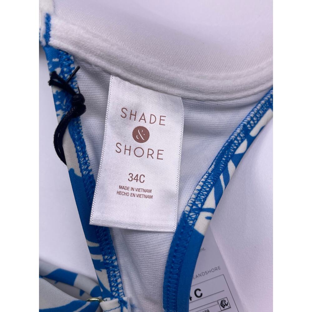Shade & Shore Blue White Floral Underwire Bikini Top 34C NWT - Picture 7 of 8